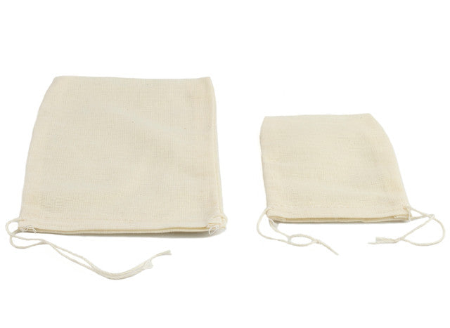 Unbleached 100% cotton muslin bags with a drawstring. Used for everything from brewing tea, infusing bath teas, or poultices.
